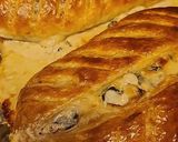 A picture of step 6 of Brad's Salmon Wellington.