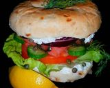 A picture of step 9 of Mike's Smoked Salmon On Onion Bagles.