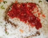 A picture of step 4 of Shezwan triple rice.