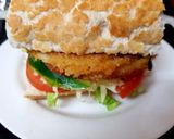 A picture of step 3 of My Cordon Bleu Sandwich 😁.