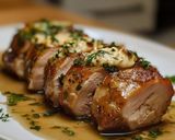 Foto del paso 5 de la receta: Lomo de Cerdo con Salsa de Champiñones, Arroz Verde y Ensalada Rusa