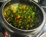 A picture of step 2 of Saag Chawal.