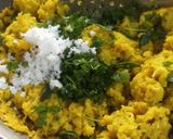 A picture of step 4 of Vatli Dal - Ground Lentil stir fry.