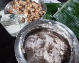 A picture of step 1 of Ila adda banana leaf appam.