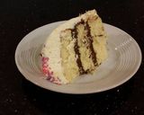 A picture of step 20 of Vanilla Layer Cake with Whipped Chocolate Ganache Filling and Whipped Coconut Cream Frosting.
