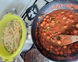 Sült, paradicsomos, virslis, penne recept fázis 4 fotója