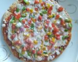 A picture of step 7 of Vegetable pizza without pizza base and without microwave.