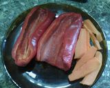 Foto del paso 2 de la receta: Morrones rellenos con fideos y salchichas🌶️ ¯\(ツ)/¯🍝