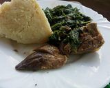 A picture of step 3 of Terere and spinach.