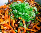 A picture of step 4 of Vegetarian Bánh Bột Lọc with Fried Tofu Skin, Wood Ear Mushrooms, and Carrots.