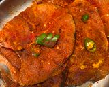 A picture of step 1 of Meen Pollichathu- Kerala style fried fish steamed in banana leaf.