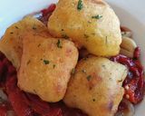Foto del paso 8 de la receta: Bacalao en tempura con ensalada de piquillos y cebolla confitada