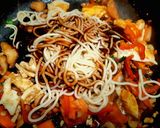 A picture of step 4 of Teriyaki Stir Fry with Eggs and Shiitake Mushrooms (Vegetarian).