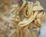 A picture of step 3 of Homemade Fettuccine pasta with arebita source.