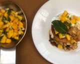 A picture of step 5 of Pancakes with oats crusted paneer and mango salsa.