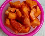 A picture of step 2 of Papaya Ladoo.