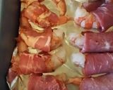 A picture of step 2 of Brad's capocolla wrapped prawns.