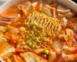 A picture of step 5 of Kimchi Army Stew (Budae Jjigae).