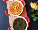 A picture of step 5 of Trio Chutneys - Coconut, Peanut and Coriander Chutney dips.