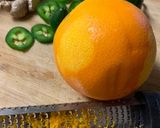 A picture of step 1 of Orange Ginger Avocado Jalapeño & Spinach Smoothie.