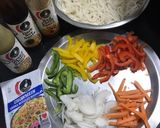 A picture of step 1 of Hakka noodles.