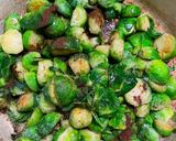 A picture of step 1 of Apple juice braised Brussels sprouts with bacon.