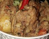A picture of step 11 of Aalu gobhi with chicken 😋.