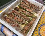 Une image de l'étape 20 de Courgettes et poivrons farcis bœuf, tomates et oignon.