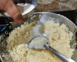 A picture of step 3 of Sujji (semolina) Laddu.