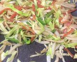 A picture of step 7 of Teppanyaki Beef, Stir Vegetables and Garlic Rice.