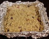 A picture of step 7 of Fresh Berrie Crumble Bars with White and Milk Chocolate Glaze.