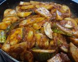 A picture of step 7 of Vidarbha special Nagpuri style Wanga batata Saoji masala bhaji.