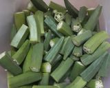 A picture of step 1 of Bhindi masala.