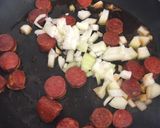 A picture of step 2 of Chorizo Beans on Toast.