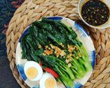 Hình bước làm 2 của món Mầm súp lơ luộc & Sốt dầu hào