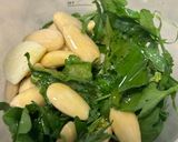 A picture of step 1 of Skillet Spaghetti with Wild Mustard Greens Pesto.