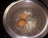 A picture of step 1 of Eggs, smokies with kachumbari.