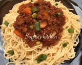 A picture of step 4 of Spaghetti Bolognese.