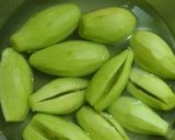 A picture of step 1 of Parwal ki mithai.