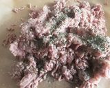 A picture of step 1 of Sig's Cheese filled Meatloaf and wilted Cabbage.