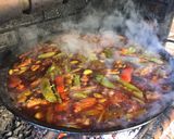 A picture of step 10 of Paella with Vegetables and Meat.