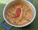 Foto del paso 9 de la receta Arroz de pollo, setas y escalivada