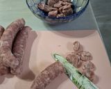 A picture of step 1 of Fava Bean and Sausage Empanada.