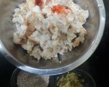 A picture of step 1 of Veg bread prawns.