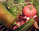 A picture of step 1 of Green Bell Pepper and Kalamata Olive Sauce.