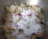 A picture of step 4 of Triple Schezwan fried rice.
