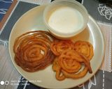 A picture of step 7 of Jalebi with Rabri.