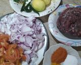 A picture of step 1 of Qeema Aloo.