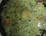 A picture of step 4 of Aloo chutney pulav.