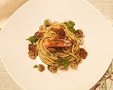 A picture of step 3 of Spaghetti nero di seppia.